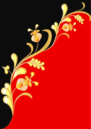illustration floral background on red and black のイラスト素材