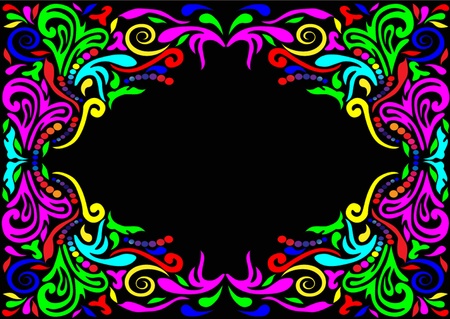 illustration frame with pattern on black background のイラスト素材