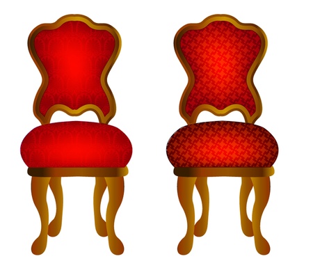  illustration two red chairs with patternのイラスト素材