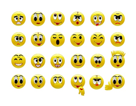 Set of amusing smilies isolated on the white.の写真素材