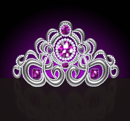  illustration diadem feminine wedding with lilac stone on darkの写真素材
