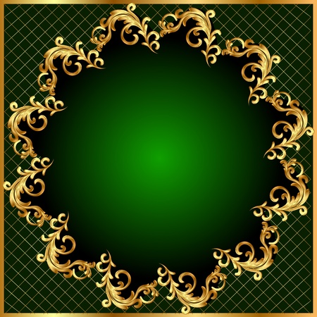 illustration background pattern gold on green backgroundのイラスト素材