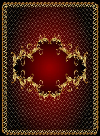 illustration frame background with gold(en) vegetable ornament and netのイラスト素材