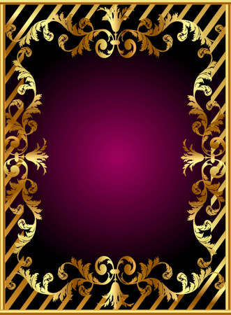 illustration frame with gold(en) pattern and bandのイラスト素材