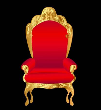 illustration old chair red with gold ornament on blackのイラスト素材