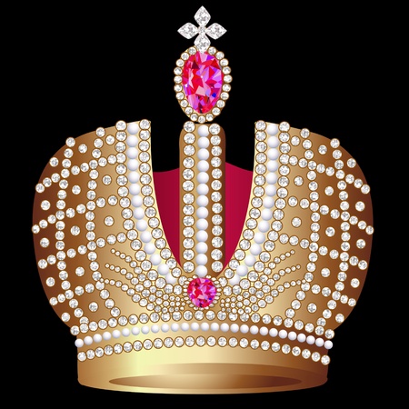 illustration gold(en) royal crown with rubyのイラスト素材