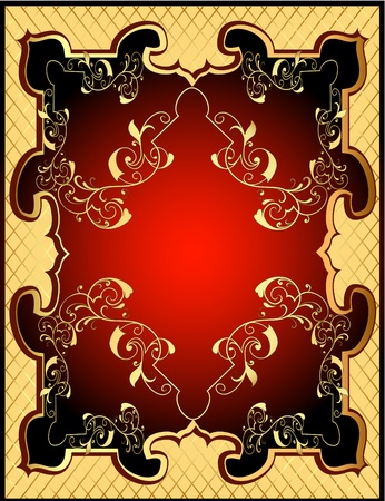  illustration yellow backgrounds red frame with gold(en) pattern and netのイラスト素材