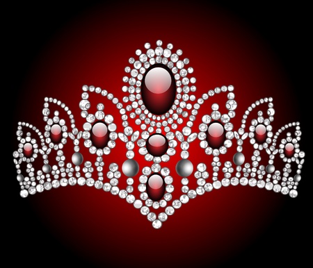 Illustration wedding diadem with red stoneのイラスト素材
