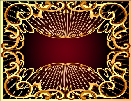 illustration background frame horizontal with ray and gold(en) patternのイラスト素材