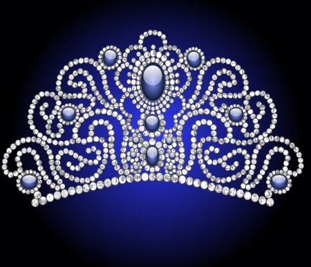 illustration wedding feminine diadem with blue stoneのイラスト素材