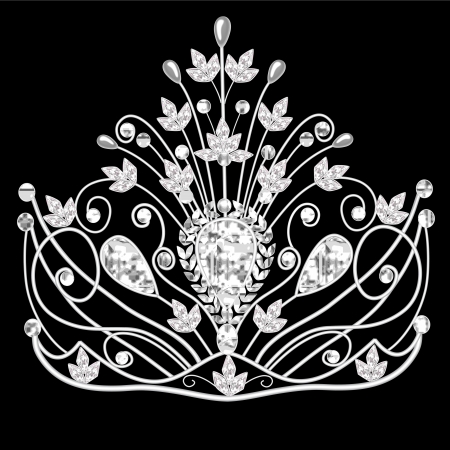 illustration corona diadem feminine wedding on black のイラスト素材