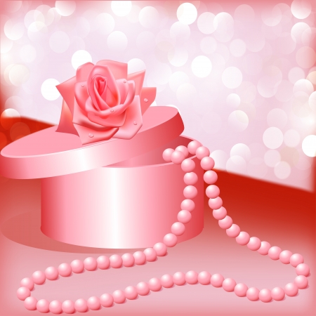 illustration rose and box with pearl necklaceのイラスト素材