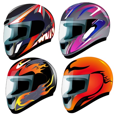 illustration set  send racing red insulated on white background のイラスト素材