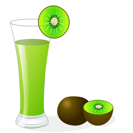 illustration fruit kiwi and glass of juiceのイラスト素材