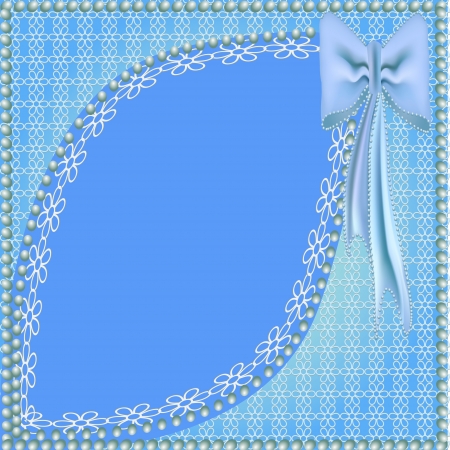 illustration background blue with bow and frame from whirlledのイラスト素材