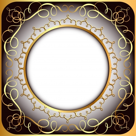 illustration background frame with gold(en) circular patternのイラスト素材