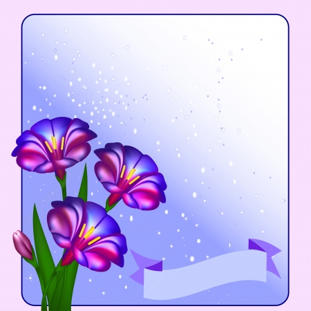 illustration postcard background with flowers and starsのイラスト素材