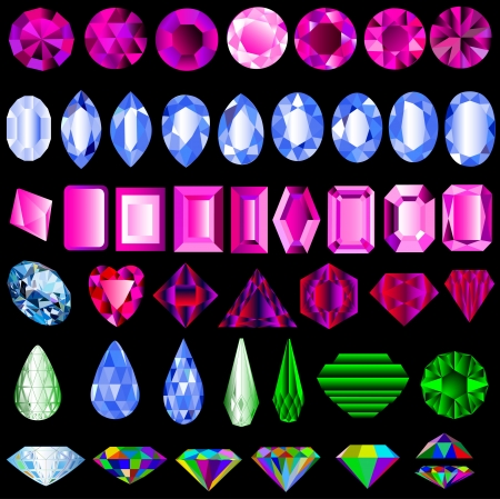 illustration of a set of precious stones of different cutのイラスト素材