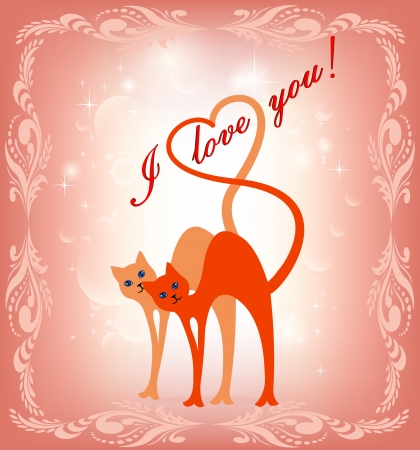 illustration of card with a cat and the cat and heartのイラスト素材