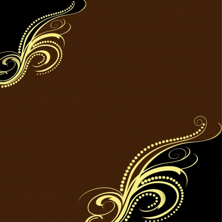 Illustration background with gold(en) ornament and brown bandのイラスト素材