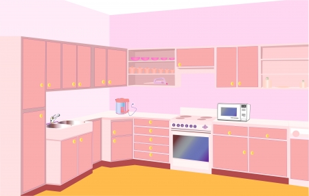 illustration furniture on kitchen by set modernのイラスト素材