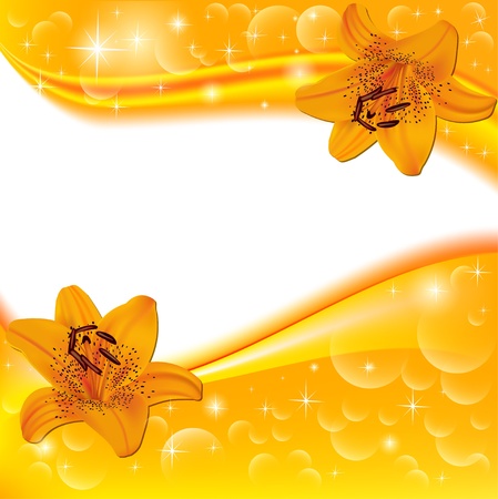 illustration of the background with orange flowersのイラスト素材