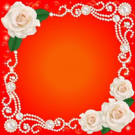 illustration background with jewelry and wedding flowerのイラスト素材