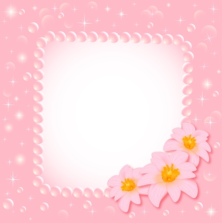 illustration of the background with the flower and the pearlsのイラスト素材