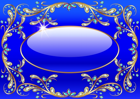 illustration background with precious stones, gold pattern and the glass ballのイラスト素材