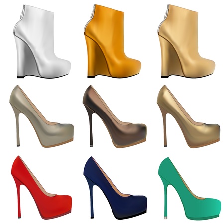 illustration set of women's shoes with heels のイラスト素材