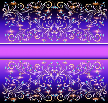 Background illustration with precious stones, golden ornament and starsのイラスト素材