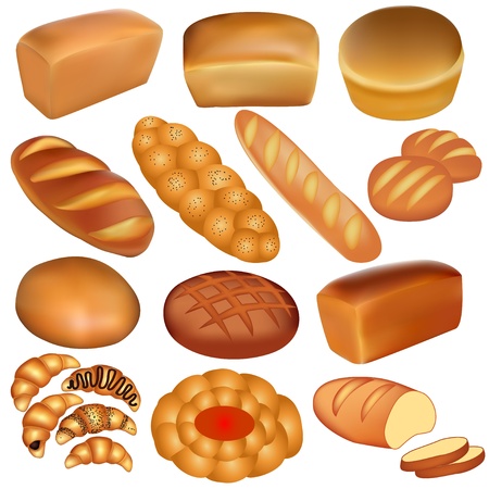 Illustration set of loaves of bread and a whiteのイラスト素材
