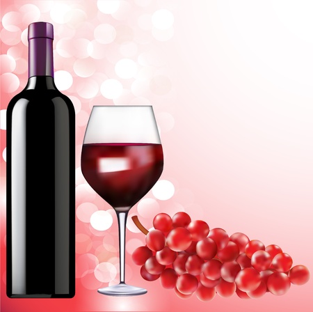 illustration of still life with a bottle of wine glass and grapesのイラスト素材