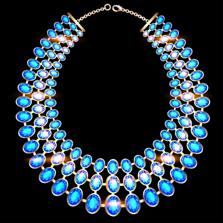 illustration blue female necklace with a diamond spiralsのイラスト素材