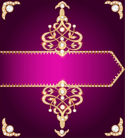 illustration purple cover for a book with gold ornamentのイラスト素材