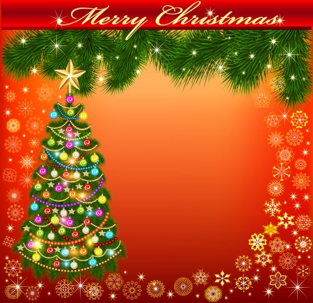 background illustration frame with a Christmas treeのイラスト素材