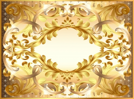 background illustration painting frame, with ornaments of goldのイラスト素材