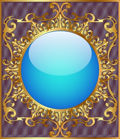 illustration of the round background frame with gold ornamentationのイラスト素材
