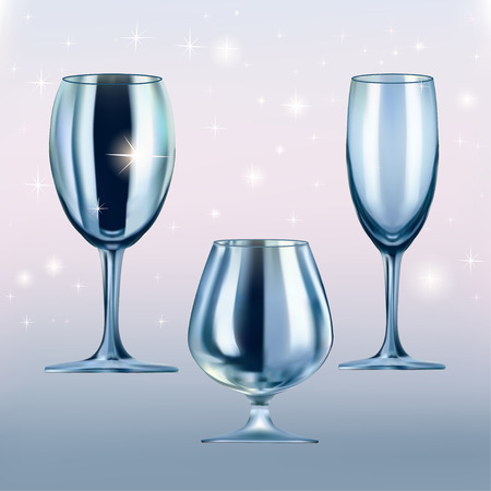 illustration of a set of glasses on a background of starsのイラスト素材