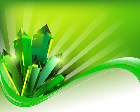 illustration background transparent green mineral crystals in the wake of linesのイラスト素材