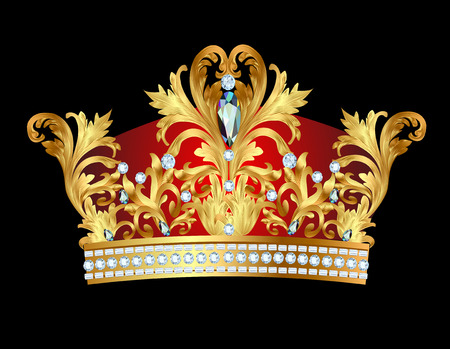illustration of royal gold crown with jewelsのイラスト素材
