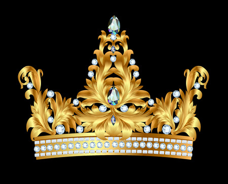 illustration of royal gold crown with jewelsのイラスト素材