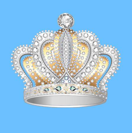 decorative crown of gold silver and precious stonesのイラスト素材