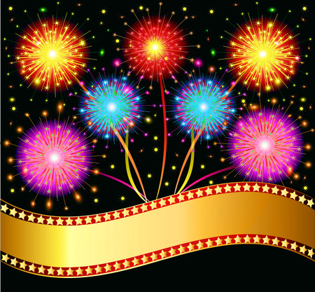 illustration  bright salute firework on black backgroundのイラスト素材