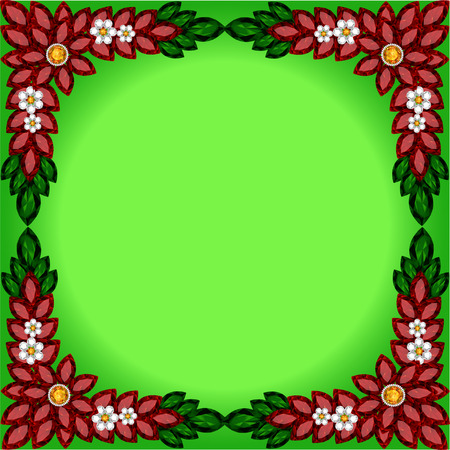 illustration background frame with flowers of jewelsのイラスト素材