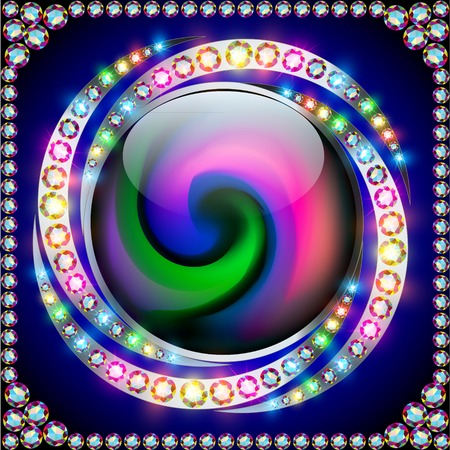 illustration background rainbow circle with precious stones on a spiralのイラスト素材