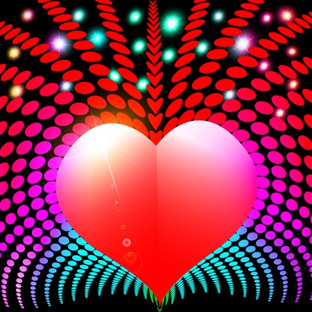 illustration abstract background with heart and rays spectrumのイラスト素材