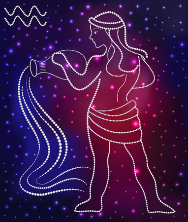 illustration cosmos constellation Aquarius of stars and gemsのイラスト素材