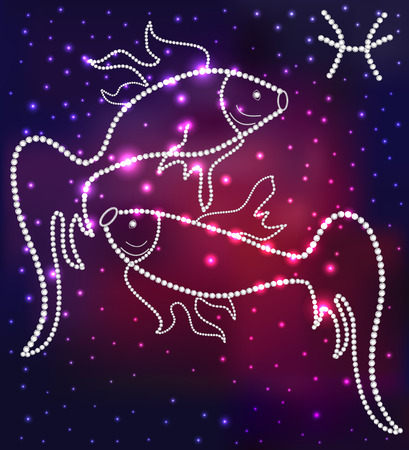illustration cosmos fish constellation of the stars and gemsのイラスト素材