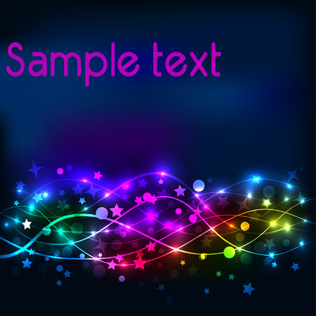 illustration bright shiny neon background with stars and linesのイラスト素材